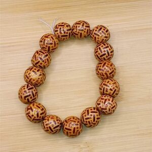 Natural Fancy Painted 12mm Wood Beads Bohemian Style Vintage Beaded Bracelet